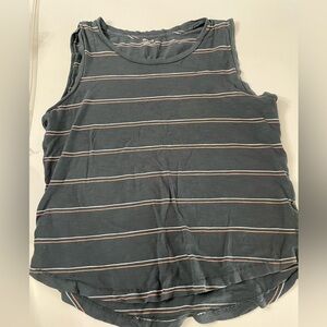 Madewell Navy Tank Top with White and Light Pink Stripes